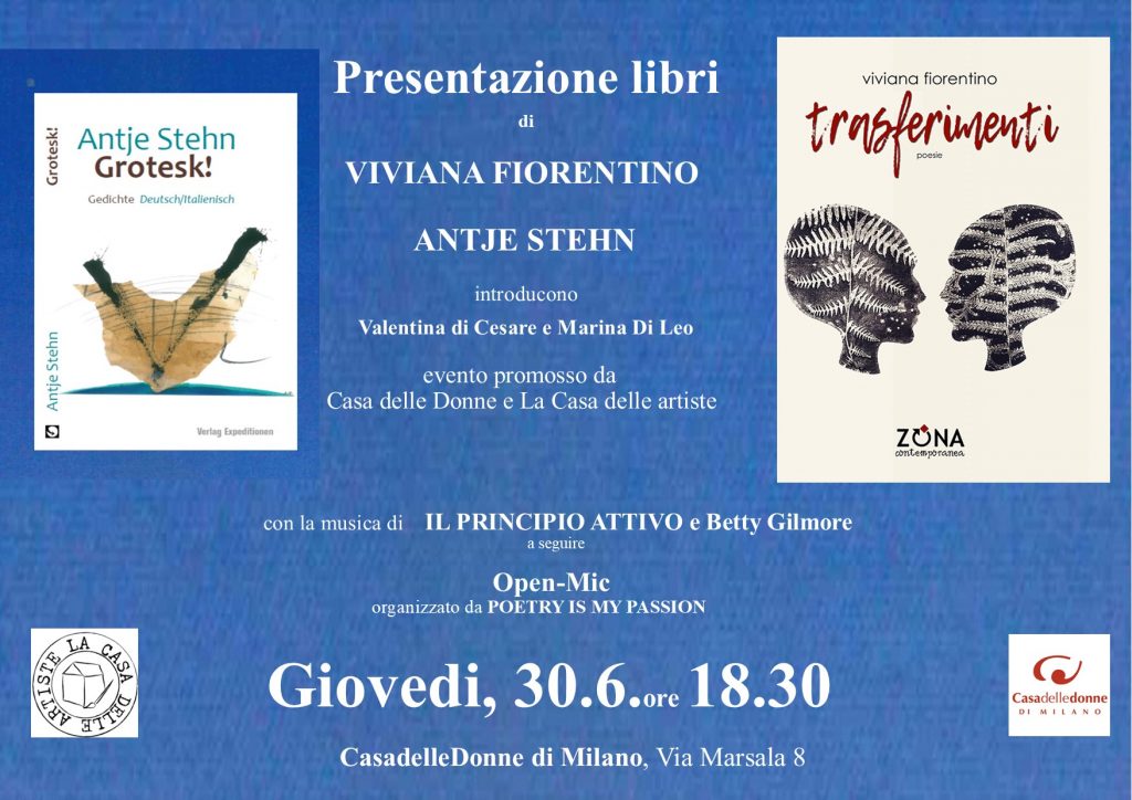 Presentazione libri di Viviana Fiorentino e Antje Stehn - Evento promosso dalla Casa delle Donne e dalla Casa delle Artiste @ Casa delle Donne di Milano