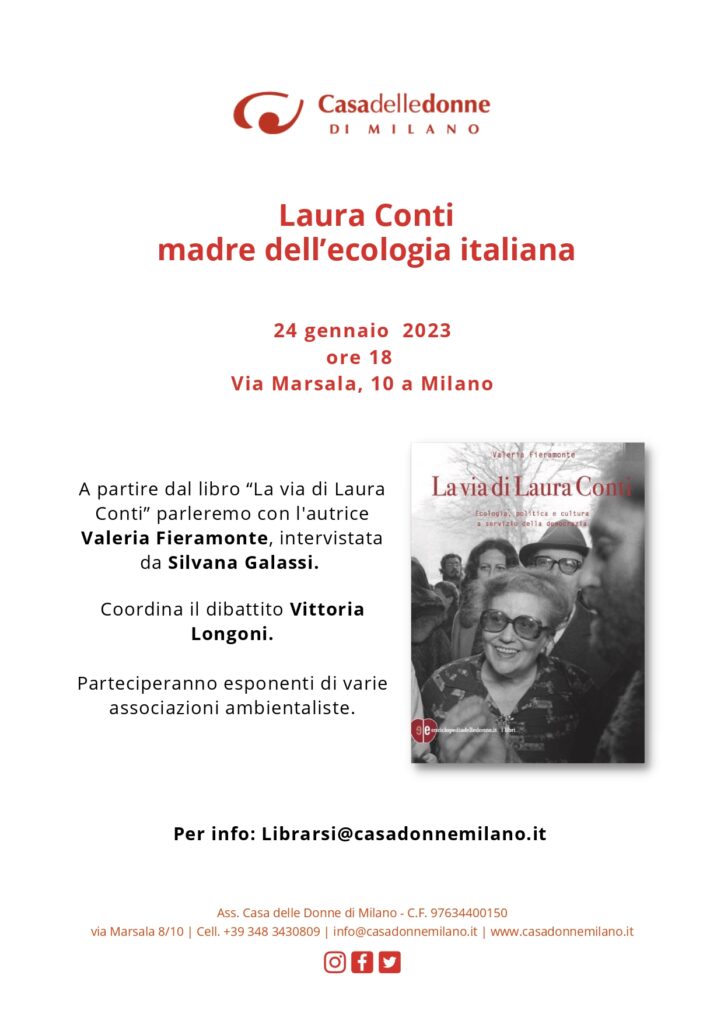 Presentazione del libro “La via di Laura Conti” di Valeria Fieramonte @ Casa delle Donne di Milano