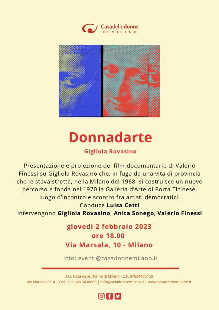 Presentazione di "DONNADARTE, Gigliola Rovasino" Un film-documentario di Valerio Finessi @ Casa delle Donne di Milano