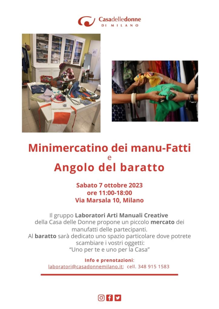 Laboratori delle Arti Manuali Creative: Minimercatino dei manufatti e Angolo del baratto @ Casa delle Donne di Milano