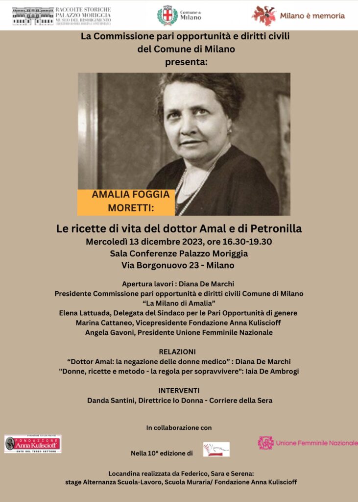 Amalia Foggia Moretti: le ricette di vita del dottor Amal e di Petronilla @ Sala Conferenze Palazzo Moriggia