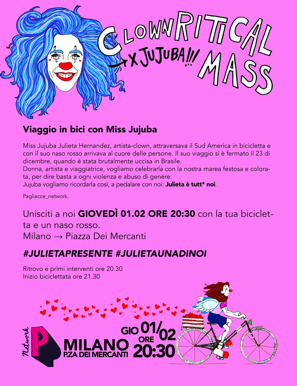 Viaggio in bici con Miss Jujuba - Clownritical Mass