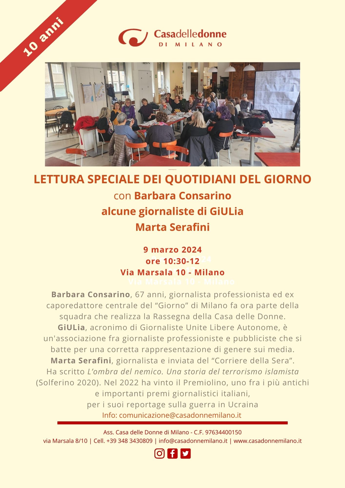 Lettura speciale dei quotidiani del giorno con Barbara Consarino, Marta Serafini e le amiche di Giulia giornaliste. @ Casa delle Donne di Milano
