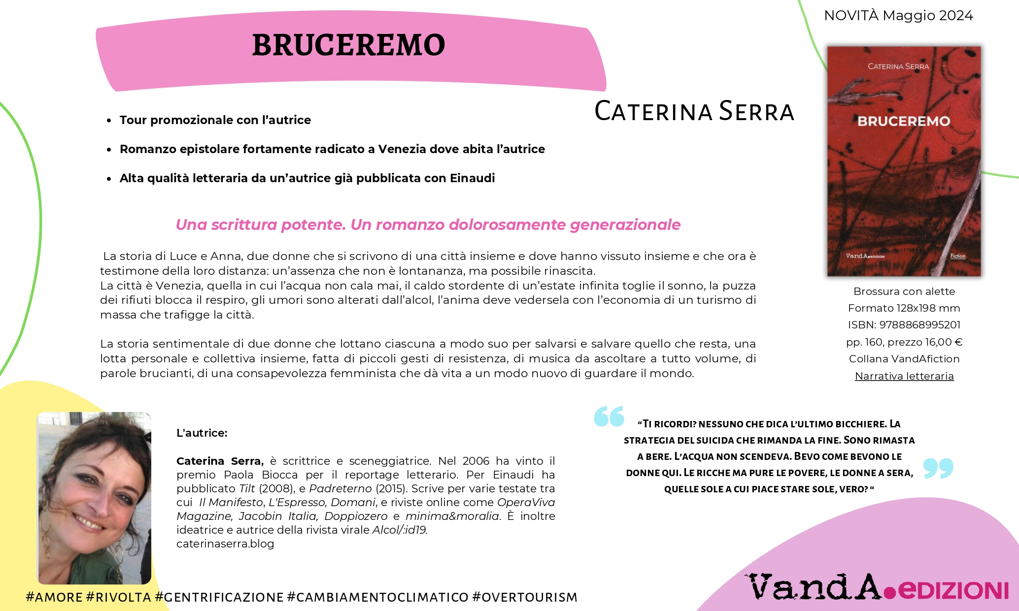 Presentazione del romanzo femminista "Bruceremo" di Caterina Serra (VandA ed) @ Casa delle Donne di Milano