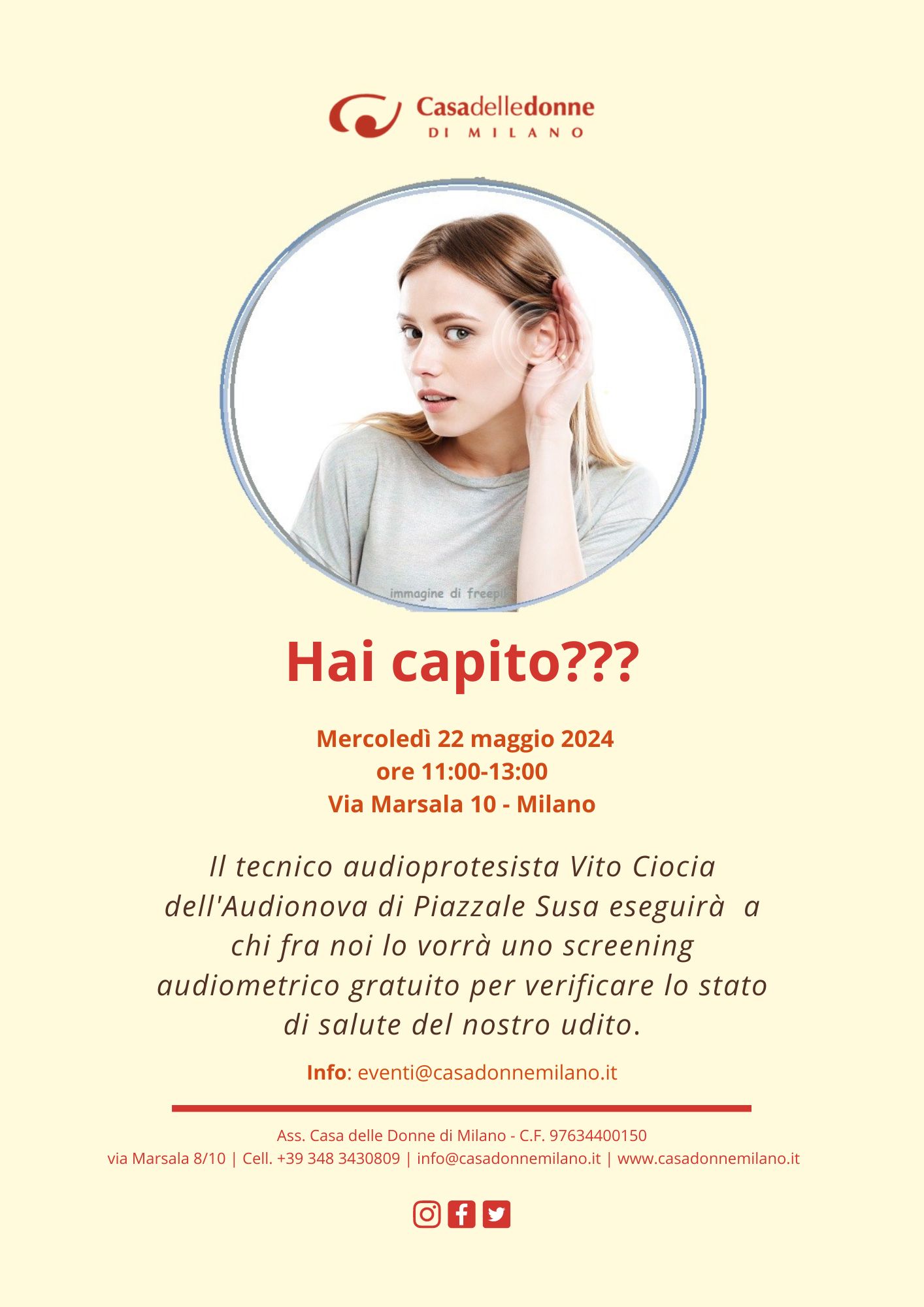 "Hai capito???" - Esame audiometrico gratuito per le socie della Casa delle Donne con Audionova @ Casa delle Donne di Milano