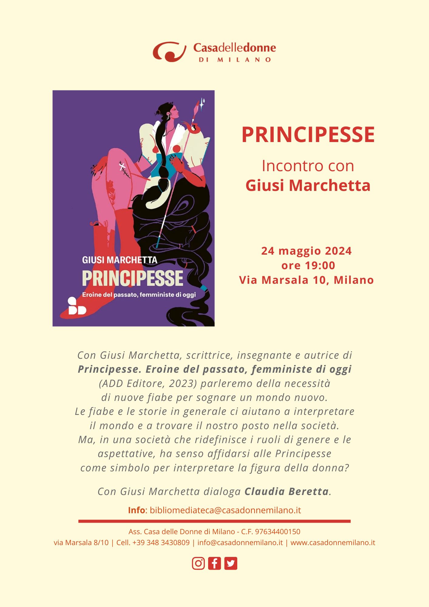 Incontro con Giusi Marchetta e presentazione di "Principesse" (ADD ed.) @ Casa delle Donne di Milano