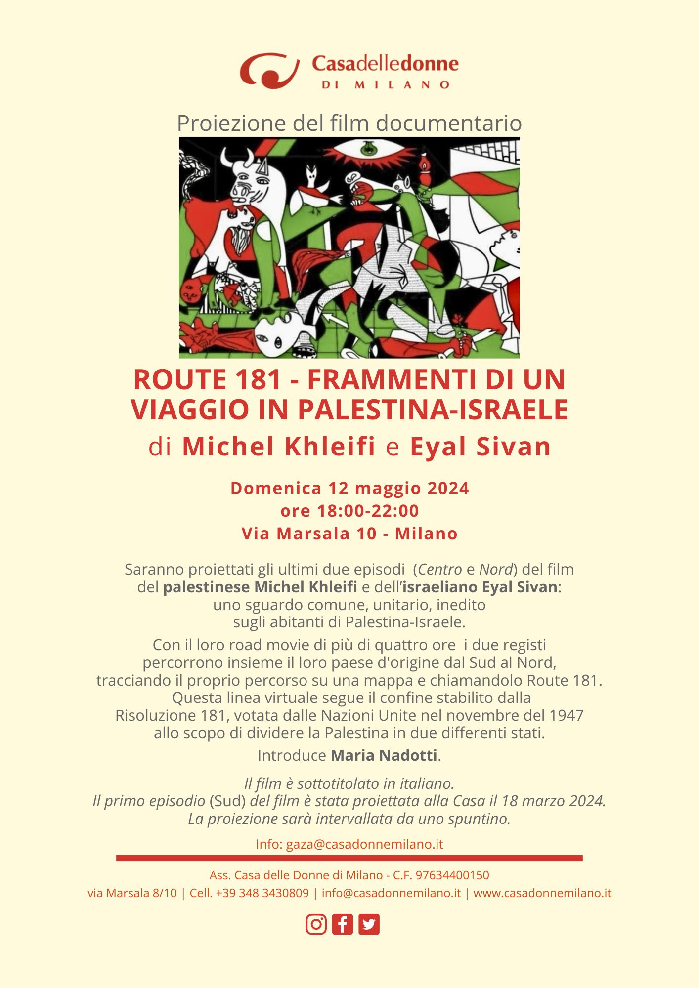 Proiezione del film documentario "Route 181 - Frammenti di un viaggio in Palestina-Israele" @ Casa delle Donne di Milano